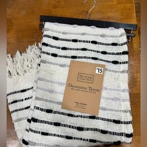 Text Home Collection Boho Neutral Textured Fringe Throw Blanket Size 50” x 60”